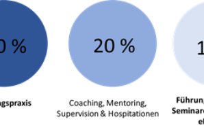 70% Führungspraxis, 20% Coaching/Supervison, 10% Führungsprogramme/Seminare/Workshops