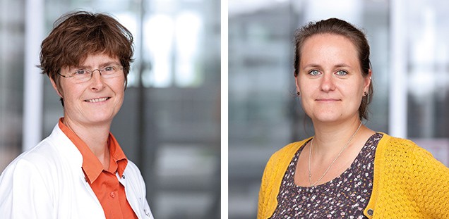 Daten auswerten, um zum richtigen Ergebnis zu gelangen – Alltag für die Humangenetikerinnen Dr. Maja Hempel (l.) und Dr. Fanny Kortüm