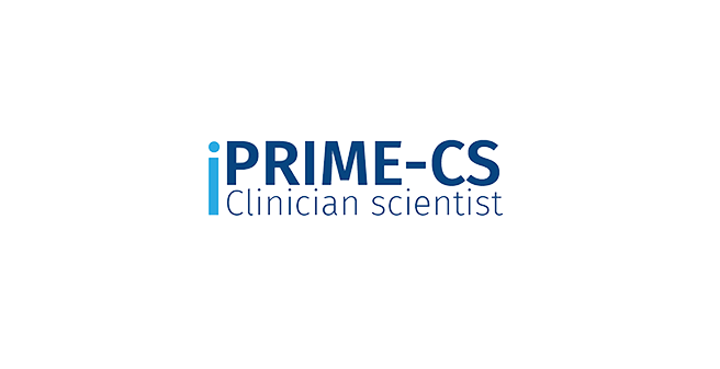 Logo von iPRIME-CS blaue Schrift auf weißem Grund
